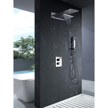 Comprar Conjunto de ducha /bañera empotrada pared negro mate de 3 vías  online