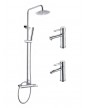 Conjunto completo con barra de ducha serie MILAN cromo