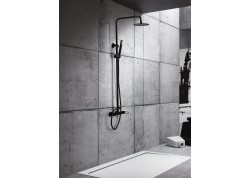 Conjunto barra de ducha serie MILAN negro mate ambiente