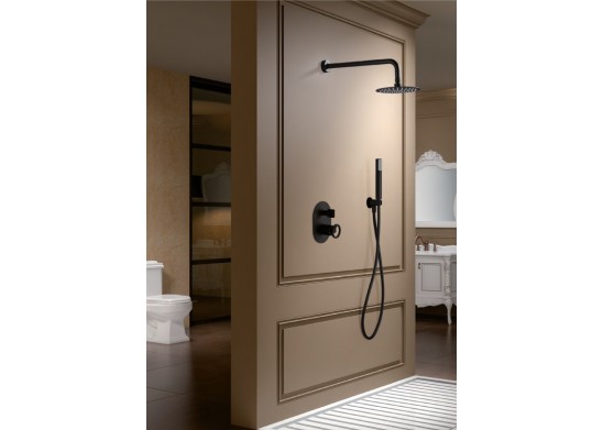 Conjunto baño empotrado serie OLIMPIA negro mate-ambiente