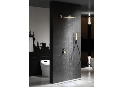 Conjunto baño empotrado completo serie SAUCE negro mate/ oro brillo-ambiente