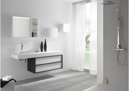 Mueble de lavabo serie SUN, con encimera SUN y lavabo LIS