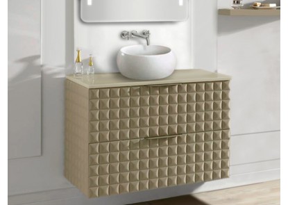 Mueble ZETA acolchado con dos cajones y lavabo sobre encimera BOLA