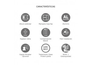 Características mampara fija angular GEBA