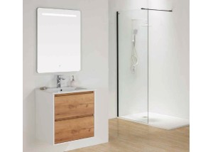 Mueble de lavabo MELANIE blanco y roble