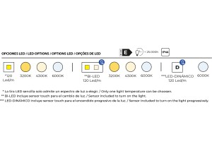 Opciones led espejo rectangular TOSCANA