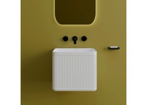 Lavabo suspendido de cerámica cuadrado blanco 40x40x38 AINA