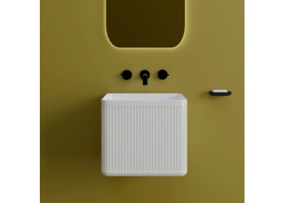 Lavabo suspendido de cerámica cuadrado blanco 40x40x38 AINA