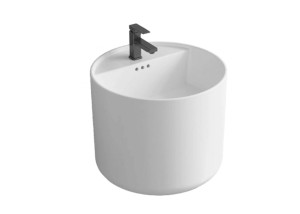 Lavabo suspendido de cerámica redondo blanco 45x45x38 LEVI