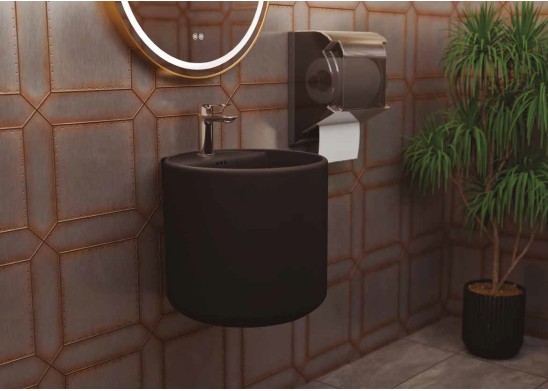 Lavabo suspendido de cerámica redondo negro 45x45x38 LEVI