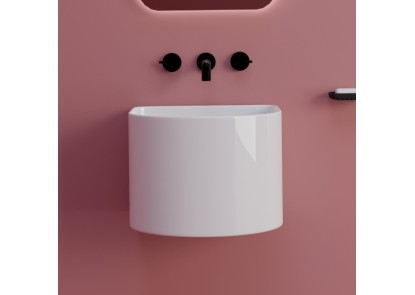 Lavabo suspendido de cerámica blanco 40x40x38 URIEL