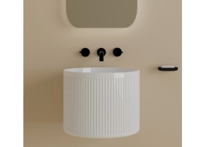 Lavabo suspendido de cerámica redondo blanco 40x40x38 OBA
