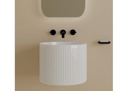 Lavabo suspendido de cerámica redondo blanco 40x40x38 OBA