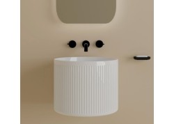 Lavabo suspendido de cerámica redondo blanco 40x40x38 OBA