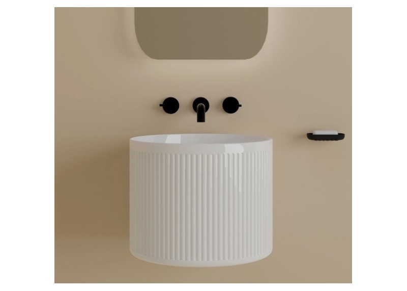 Lavabo suspendido de cerámica redondo blanco 40x40x38 OBA