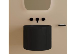 Lavabo suspendido de cerámica redondo negro 40x40x38 OBA