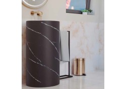 Lavabo de pie redondo marmolado negro LIJAR