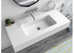 Lavabo solid surface con y sin faldón con lavabo rectangular