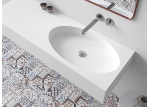 Lavabo solid surface con y sin faldón con lavabo ovalado