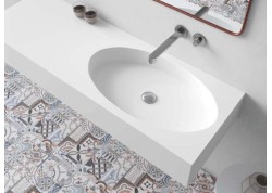 Lavabo solid surface con y sin faldón con lavabo ovalado