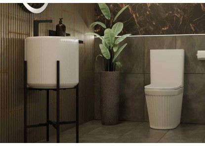 Lavabo de pie con estructura redondo blanco