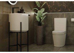 Lavabo de pie con estructura redondo blanco