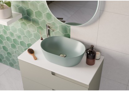 Lavabo ovalado de color mate YAKO