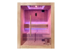 Sauna tradicional ST-3010, frontal panorámico acristalado