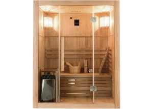Sauna tradicional de vapor ST-3030,  fachada acristalada.