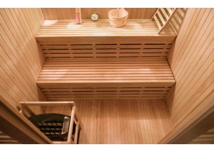 Sauna de Vapor Tradicional ST-4000 detalle del doble banco de madera.