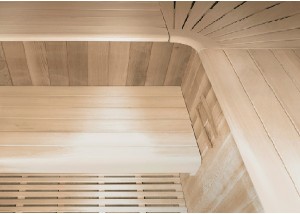 Sauna tradicional ST-6000, detalle del banco a dos niveles de altura