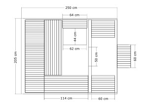 Sauna exterior SE-6020, dimensiones