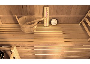 Sauna Tradicional ST-2020, banco con iluminación debajo