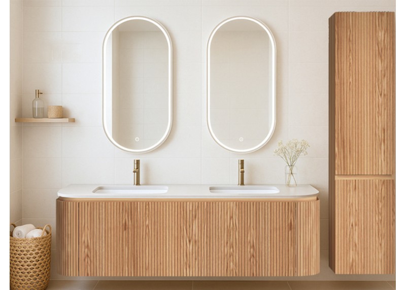 Conjunto de mueble de baño BALI 100 cm 120 cm 150 cm con lavabo moderno alistonado