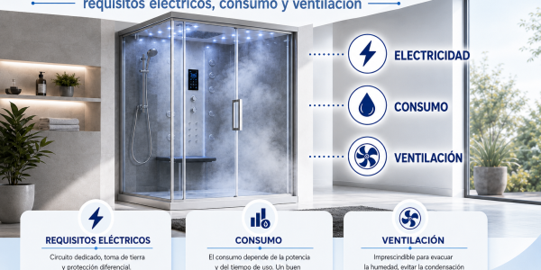 Cabina de ducha con vapor: requisitos eléctricos